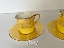 Vintage Aynsley Bone China Demitasse Cup and Saucer Set of 6 Yellow Gold Pattern