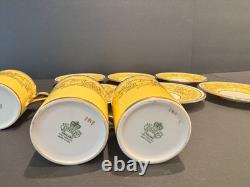 Vintage Aynsley Bone China Demitasse Cup and Saucer Set of 6 Yellow Gold Pattern
