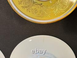 Vintage Aynsley Bone China Demitasse Cup and Saucer Set of 6 Yellow Gold Pattern
