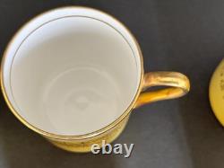 Vintage Aynsley Bone China Demitasse Cup and Saucer Set of 6 Yellow Gold Pattern Vintage Aynsley Bone China Demitasse Cup and Saucer Set of 6 Yellow Gold Pattern
