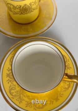 Vintage Aynsley Bone China Demitasse Cup and Saucer Set of 6 Yellow Gold Pattern