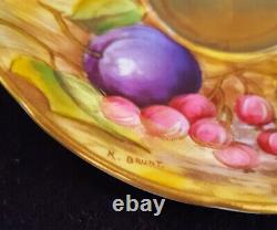 Vintage Aynsley Bone China Fruit Orchard Demitasse Cup + Saucer Lush Gold Signed