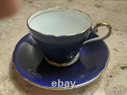 Vintage Aynsley Cobalt Blue Porcelain Demitasse Cup & Saucer