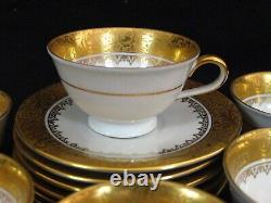 Vintage Bareuther Germany Gold Encrusted Wide Band 6 Demitasse Cups & Saucers