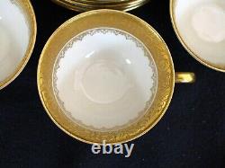 Vintage Bareuther Germany Gold Encrusted Wide Band 6 Demitasse Cups & Saucers