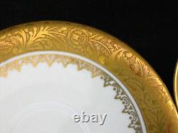 Vintage Bareuther Germany Gold Encrusted Wide Band 6 Demitasse Cups & Saucers