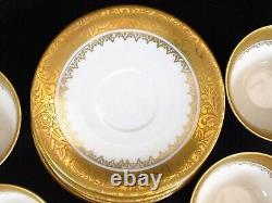 Vintage Bareuther Germany Gold Encrusted Wide Band 6 Demitasse Cups & Saucers