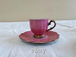 Vintage Bareuther Porcelain Demi-Tasse Set, 6 cups & saucers, spoons. 1937-1945