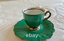 Vintage Bareuther Porcelain Demi-Tasse Set, 6 cups & saucers, spoons. 1937-1945