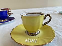 Vintage Bareuther Porcelain Demi-Tasse Set, 6 cups & saucers, spoons. 1937-1945