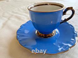 Vintage Bareuther Porcelain Demi-Tasse Set, 6 cups & saucers, spoons. 1937-1945