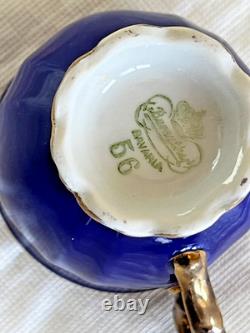 Vintage Bareuther Porcelain Demi-Tasse Set, 6 cups & saucers, spoons. 1937-1945