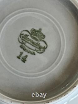 Vintage Bareuther Porcelain Demi-Tasse Set, 6 cups & saucers, spoons. 1937-1945