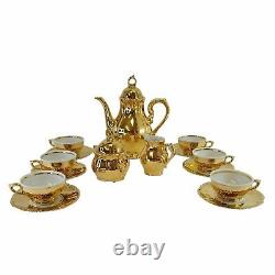 Vintage Bavaria Gold Demitasse Tea Espresso Coffee Pot Cup Saucer Set Serves 6