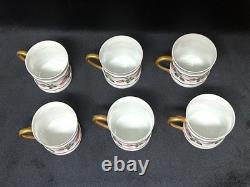 Vintage Berry Haute Porcelain Set of 6 Demitasse Cups and Saucers, France