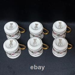 Vintage Berry Haute Porcelain Set of 6 Demitasse Cups and Saucers, France