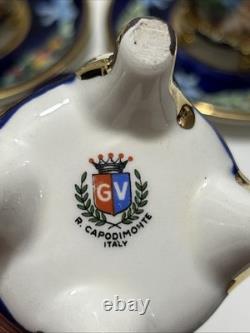 Vintage Capodimonte Italy Cobalt Blue Demitasse Espresso Coffee Set Cherubs