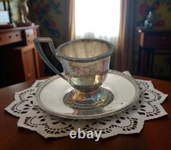 Vintage Chippendale EPNS Silverplate Demitasse Cups & Saucers Set of 10 Pat. 1914