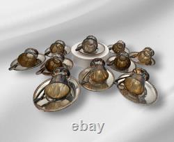 Vintage Chippendale EPNS Silverplate Demitasse Cups & Saucers Set of 10 Pat. 1914