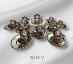 Vintage Chippendale EPNS Silverplate Demitasse Cups & Saucers Set of 10 Pat. 1914