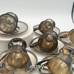 Vintage Chippendale EPNS Silverplate Demitasse Cups & Saucers Set of 10 Pat. 1914