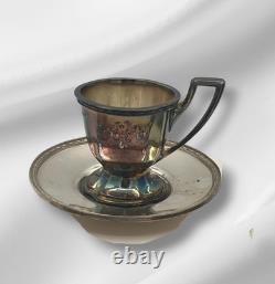 Vintage Chippendale EPNS Silverplate Demitasse Cups & Saucers Set of 10 Pat. 1914