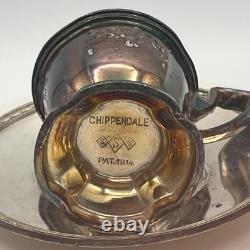 Vintage Chippendale EPNS Silverplate Demitasse Cups & Saucers Set of 10 Pat. 1914