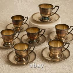 Vintage Chippendale EPNS Silverplate Demitasse Cups & Saucers Set of 10 Pat. 1914