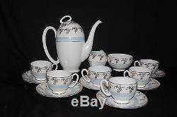 Vintage Chocolate Pot Set withSugar Bowl, Creamer, 6 Demitasse Cups & Saucers