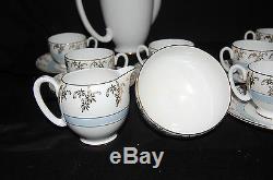 Vintage Chocolate Pot Set withSugar Bowl, Creamer, 6 Demitasse Cups & Saucers