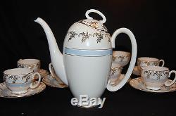 Vintage Chocolate Pot Set withSugar Bowl, Creamer, 6 Demitasse Cups & Saucers