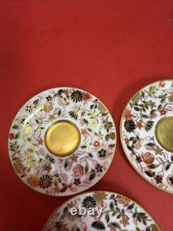 Vintage Coalport England Demitasse Saucer Floral Gold Gilt Pattern Set of 5