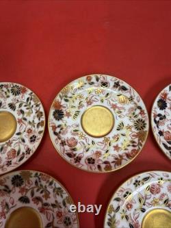 Vintage Coalport England Demitasse Saucer Floral Gold Gilt Pattern Set of 5
