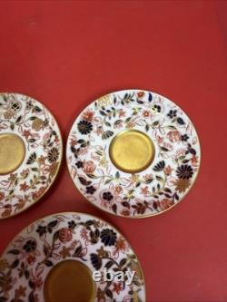Vintage Coalport England Demitasse Saucer Floral Gold Gilt Pattern Set of 5