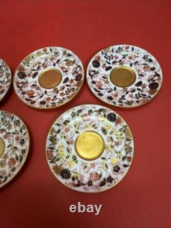 Vintage Coalport England Demitasse Saucer Floral Gold Gilt Pattern Set of 5