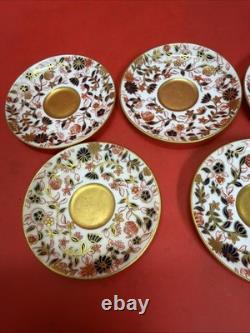 Vintage Coalport England Demitasse Saucer Floral Gold Gilt Pattern Set of 5