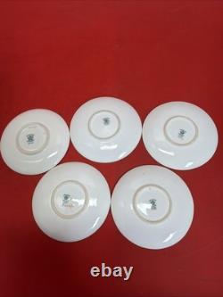 Vintage Coalport England Demitasse Saucer Floral Gold Gilt Pattern Set of 5