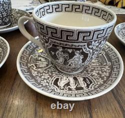 Vintage Copeland Spode Greek Brown Demitasse Cups Saucers Set 4 Cups 5 Saucers
