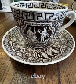 Vintage Copeland Spode Greek Brown Demitasse Cups Saucers Set 4 Cups 5 Saucers