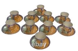 Vintage Cup and Saucer Set of 10 Japanese Lustre Demitasse 20 Pcs Made In Japan