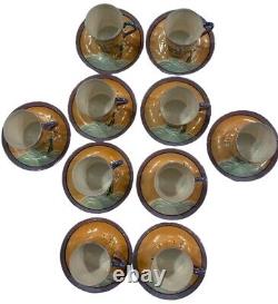 Vintage Cup and Saucer Set of 10 Japanese Lustre Demitasse 20 Pcs Made In Japan