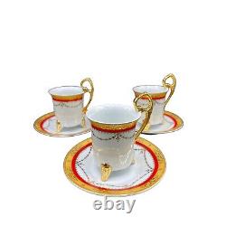 Vintage Czechoslovakian Porcelain Footed Demitasse / Espresso Cups and Saucers 9