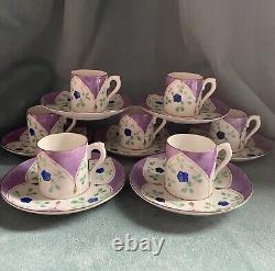 Vintage Demitasse Cups & Saucers Hall House New York Hand Painted Czechoslovakia