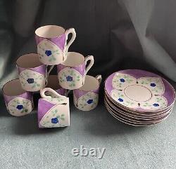 Vintage Demitasse Cups & Saucers Hall House New York Hand Painted Czechoslovakia