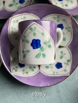 Vintage Demitasse Cups & Saucers Hall House New York Hand Painted Czechoslovakia