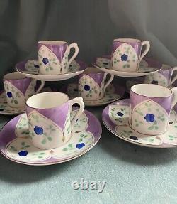 Vintage Demitasse Cups & Saucers Hall House New York Hand Painted Czechoslovakia