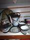 Vintage Dragonware Kutani Moriage Geisha Lithophane Demitasse Tea Cup & Saucers