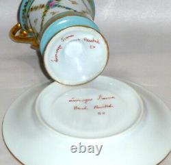 Vintage E. G. Hand Painted Limoges Demitasse Tea or Chocolate Cup / Saucer