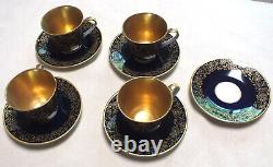 Vintage Echt Weimar Kobalt Set of 4 Demitasse Cups & 4 Saucers 84 Made in GDR