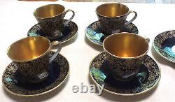 Vintage Echt Weimar Kobalt Set of 4 Demitasse Cups & 4 Saucers 84 Made in GDR